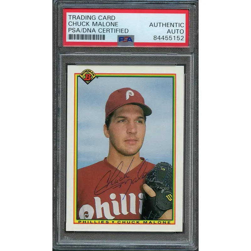 1990 Bowman #144 Chuck Malone Signed Card PSA Slabbed Auto Phillies