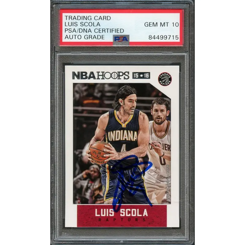 2015-16 NBA Hoops #44 Luis Scola Signed Card AUTO 10 PSA/DNA Slabbed