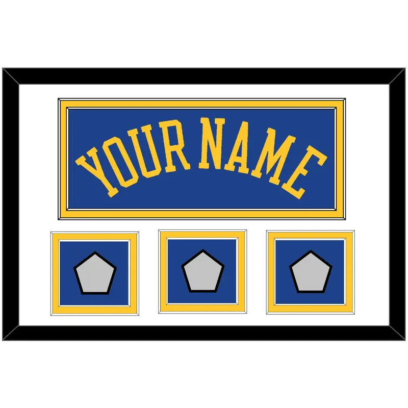 Golden State Name & 3 Finals Patches - Road Blue (2010-2019) - Double Mat 1