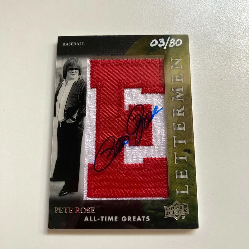 2012 Upper Deck Pete Rose Letterman #3/80 Patch Auto Signed Baseball Card