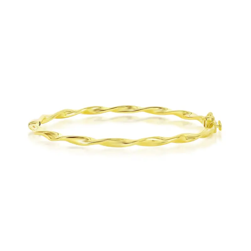 Sterling Silver, Twist Design Bangle - Gold Plated