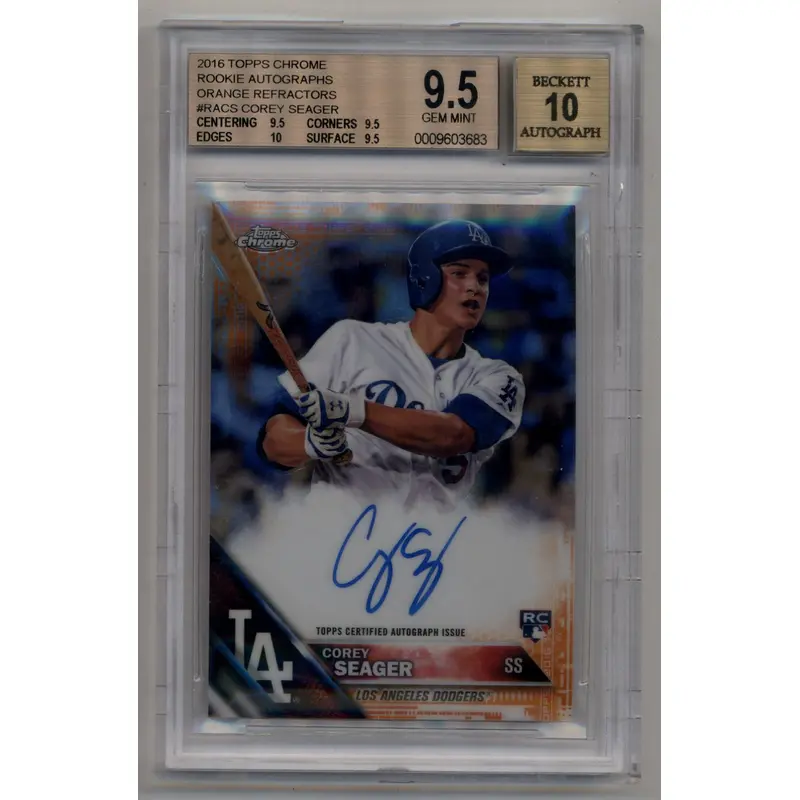 Corey Seager 2016 Topps Chrome Orange Refractor Auto 22/25 BGS 9.5 Gem Mint