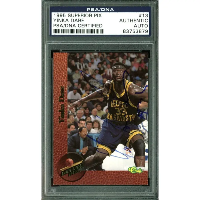 Nets Yinka Dare Authentic Signed Card 1995 Superior Pix #13 PSA/DNA Slabbed