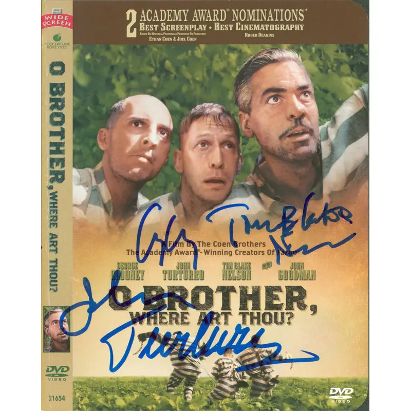 George Clooney, John Turturro & Tim Blake Nelson Signed DVD Cover BAS #AB77863