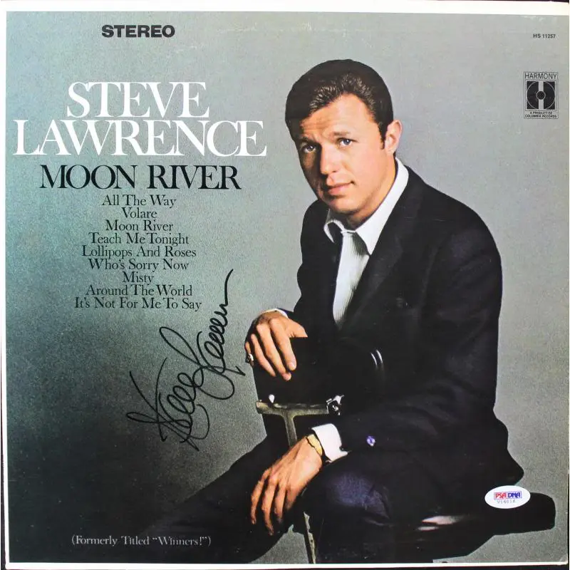 Steve Lawrence Moon River Signed Album Cover W/ Vinyl PSA/DNA #V16016
