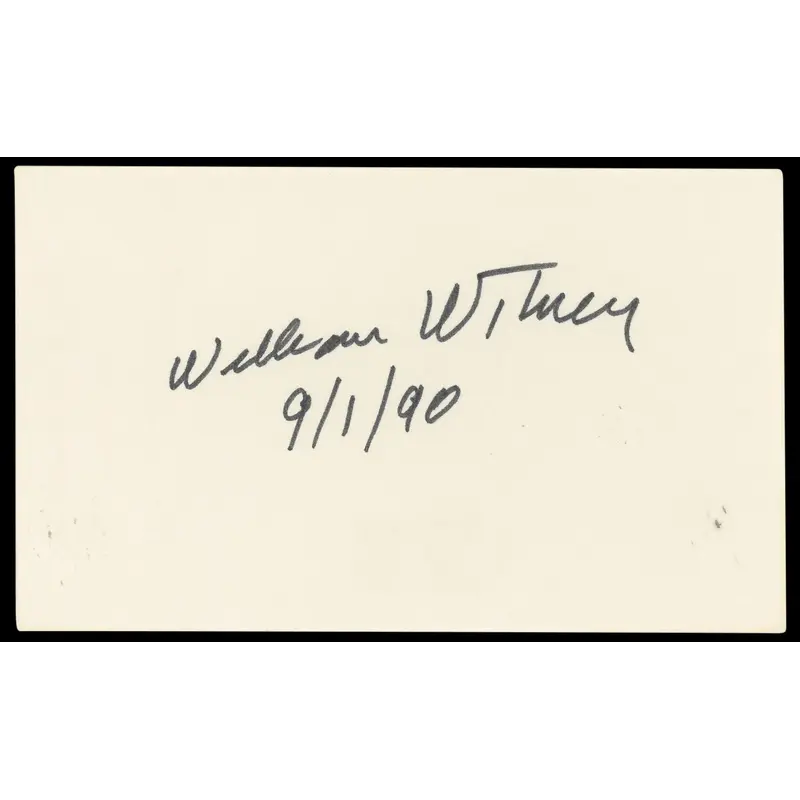 William Whitney 9/1/90 Authentic Signed 3x5 Index Card Autographed BAS #BP50637