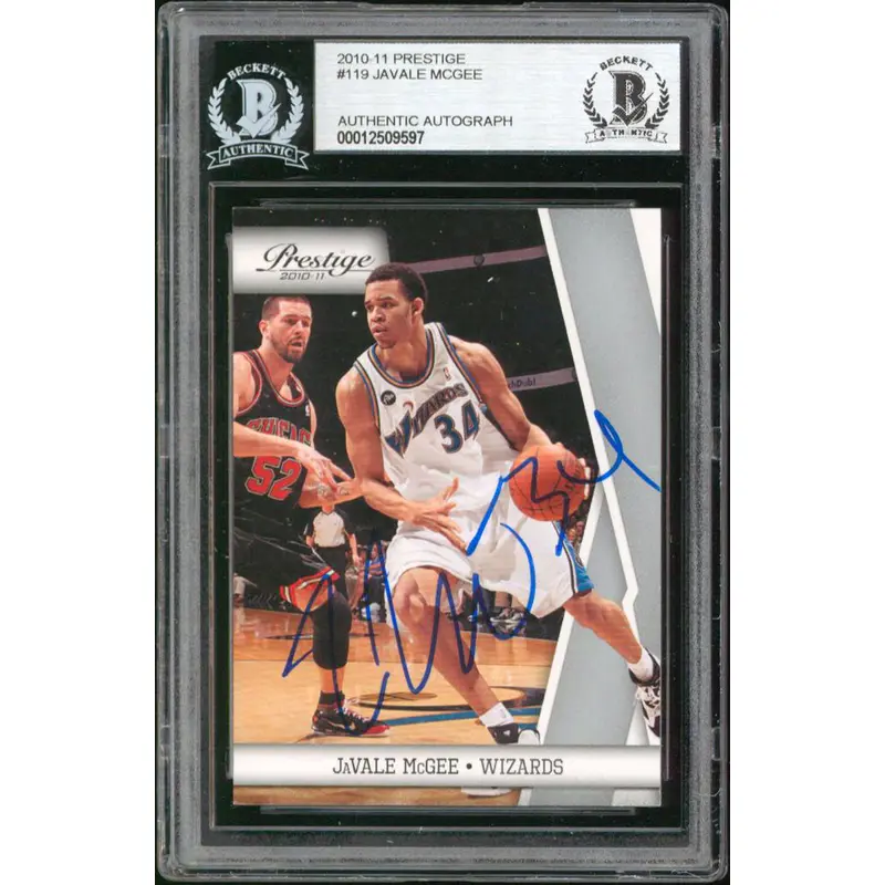 Wizards Javale McGee Authentic Signed 2010 Prestige #119 Card BAS Slabbed
