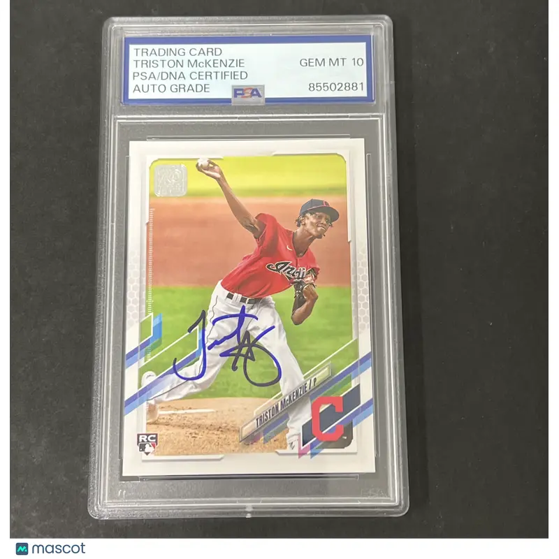 2021 Topps Series 1 #319 Triston Mckenzie signed card PSA Auto 10 Guardians