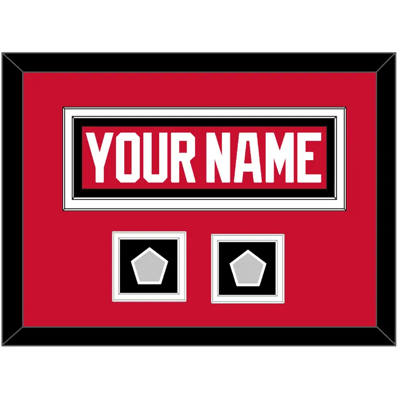 Chicago Nameplate & 2 Stanley Cup Champions Patches - Home Red (2007-2017) - Double Mat 3