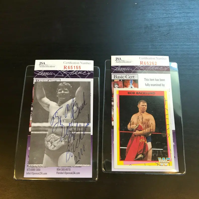 Lot Of 2 Bob Backlund Signed Autographed Wrestling Cards JSA COA