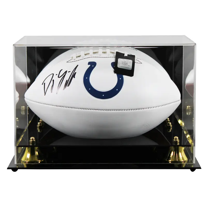 Colts D.J. Giddens Signed Franklin White Panel Logo Football W/ Case BAS Witness