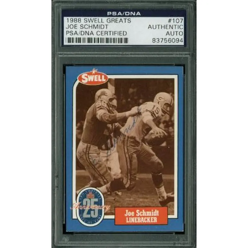 Lions Joe Schmidt Signed Card 1988 Swell Greats #107 PSA/DNA Slabbed #83756094