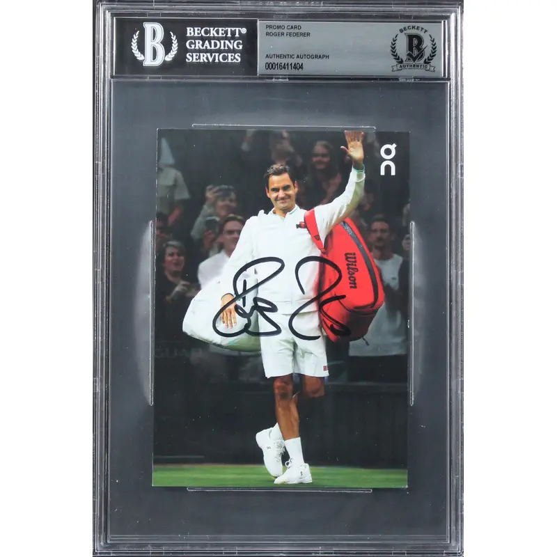 Roger Federer Authentic Signed 4x6 Promo Card Autographed BAS Slabbed 1