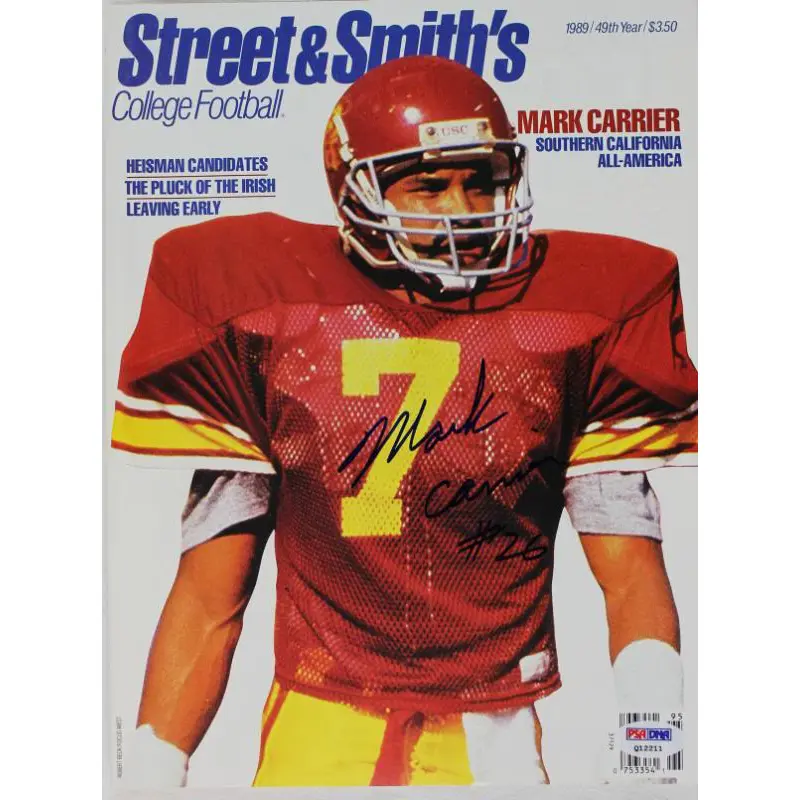 Usc Mark Carrier Authentic Signed 1989 Street & Smiths Magazine PSA/DNA #Q12211
