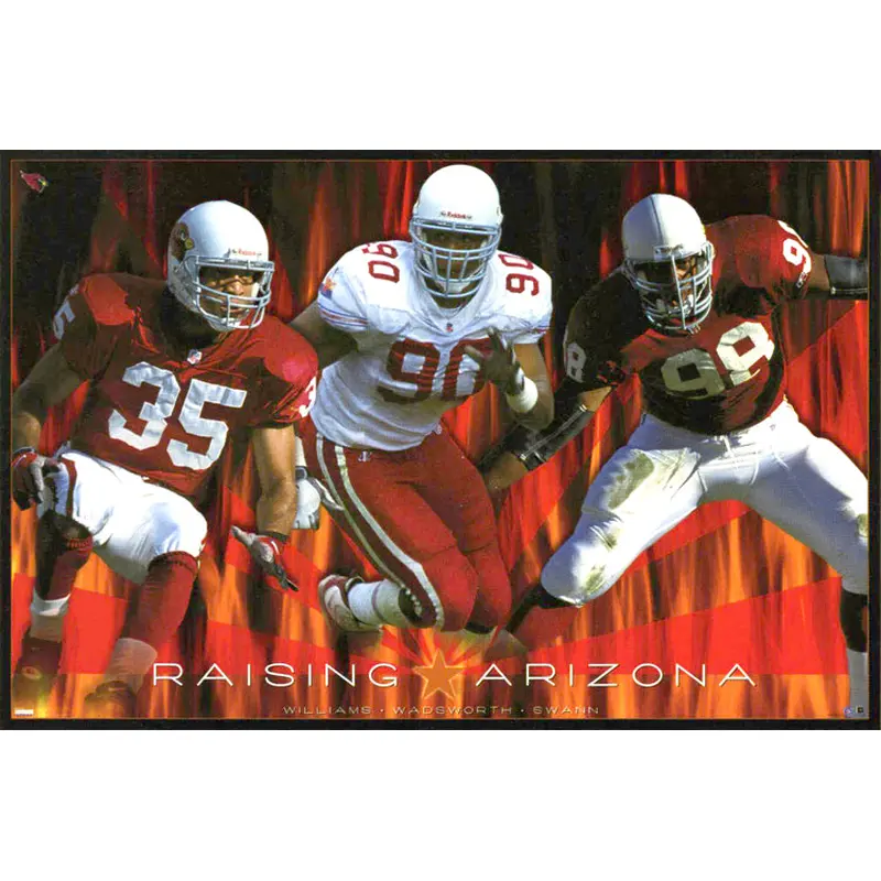 Arizona Cardinals "Raising Arizona" Defensive Trio NFL Action Poster - Costacos 1999