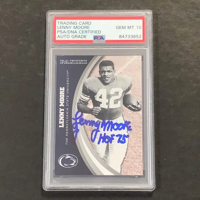 2016 Panini Team Collection #48 Lenny Moore Signed Card PSA/DNA Slabbed Penn State