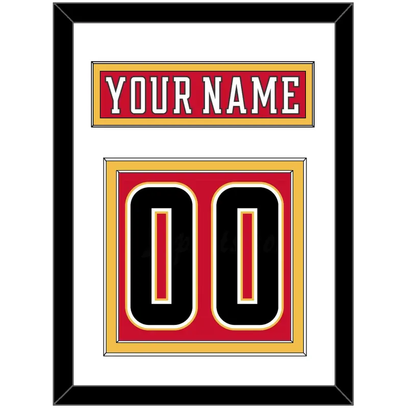 Calgary Nameplate & Number (Back) - Home Red (2017-2020) - Double Mat 1