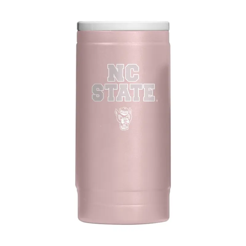 NC State  Stencil Powder Coat Slim Can Coolie