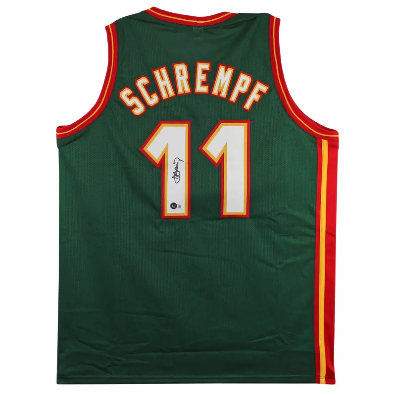 Detlef Schrempf Authentic Signed Green Pro Style Jersey BAS Witnessed