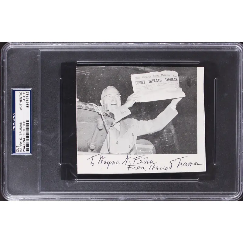 Harry S. Truman Authentic Signed 4.5x5.25 Cut Signature Autographed PSA/DNA Slab