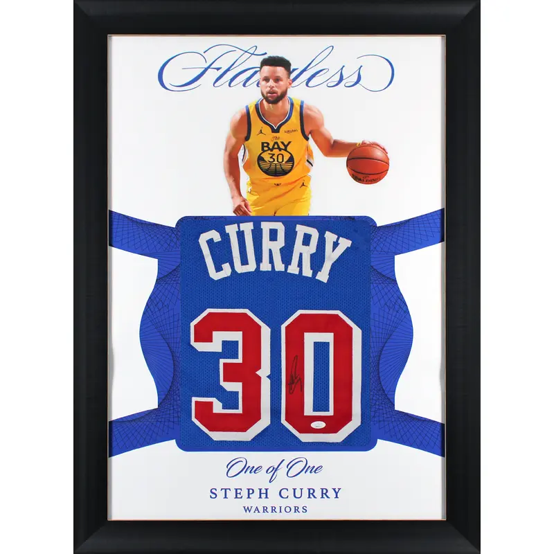 Warriors Stephen Curry Authentic Signed One of One Jersey Framed Display JSA 5