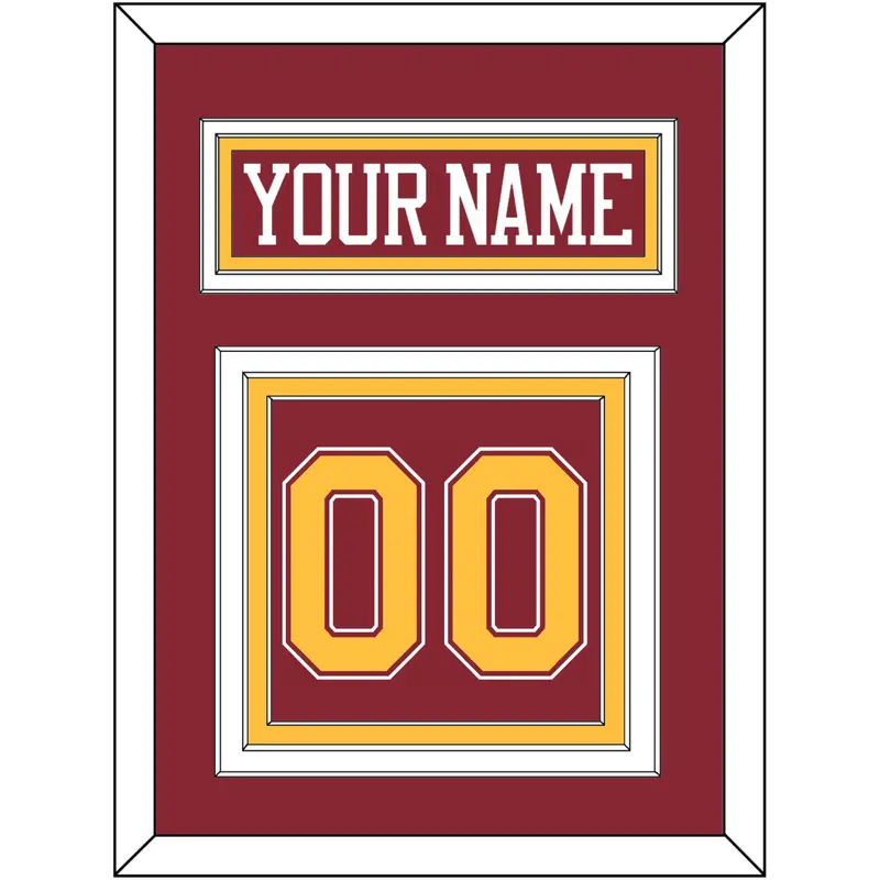 Minnesota Hockey Nameplate & Number (Back) - Road Maroon - Triple Mat 2