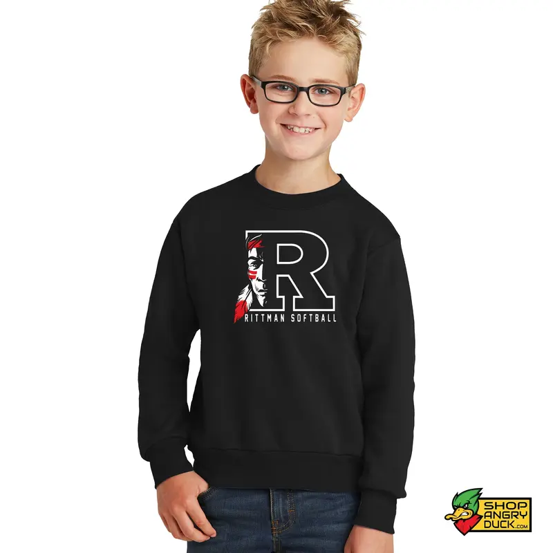 Rittman Indians Softball Youth Crewneck Sweatshirt 03