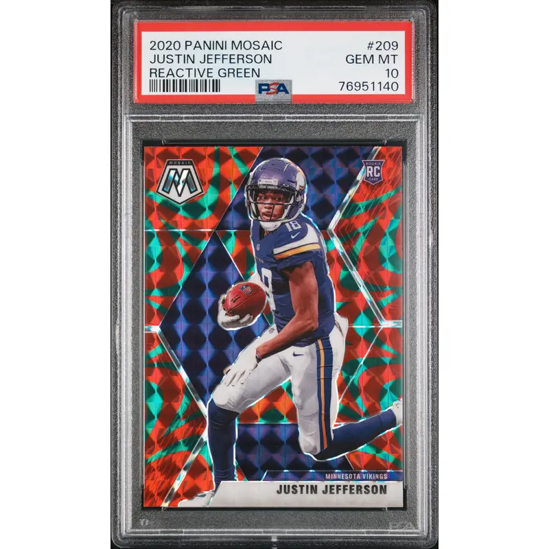 Justin Jefferson 2020 Panini Mosaic Reactive Green Rookie #209 PSA 10 Gem Mint 1140