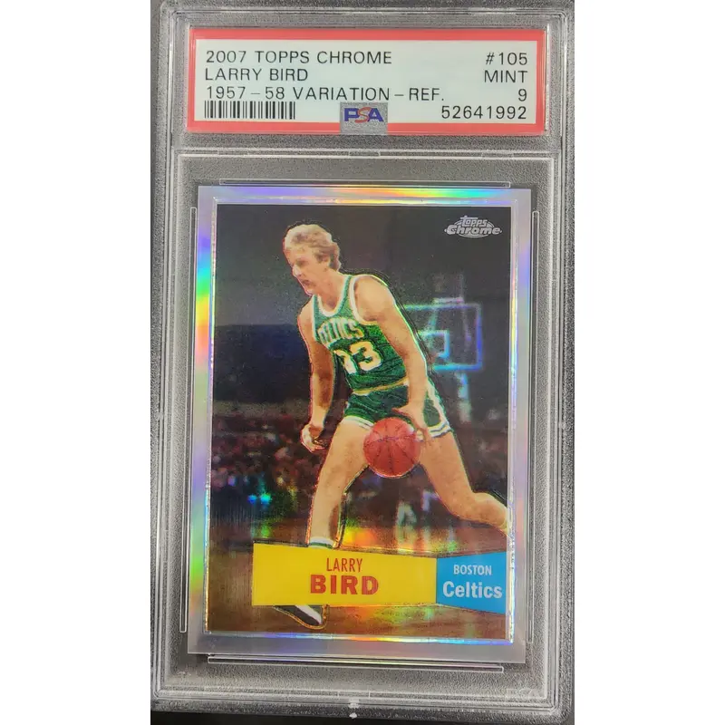 Larry Bird 2007 Topps Chrome 1957-58 Refractor #239/999 PSA 9 Mint