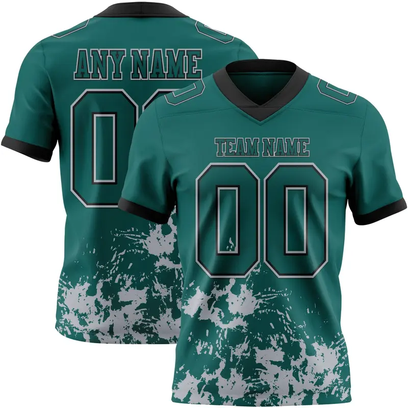 Custom Midnight Green Gray-Black Splash Mesh Authentic Football Jersey
