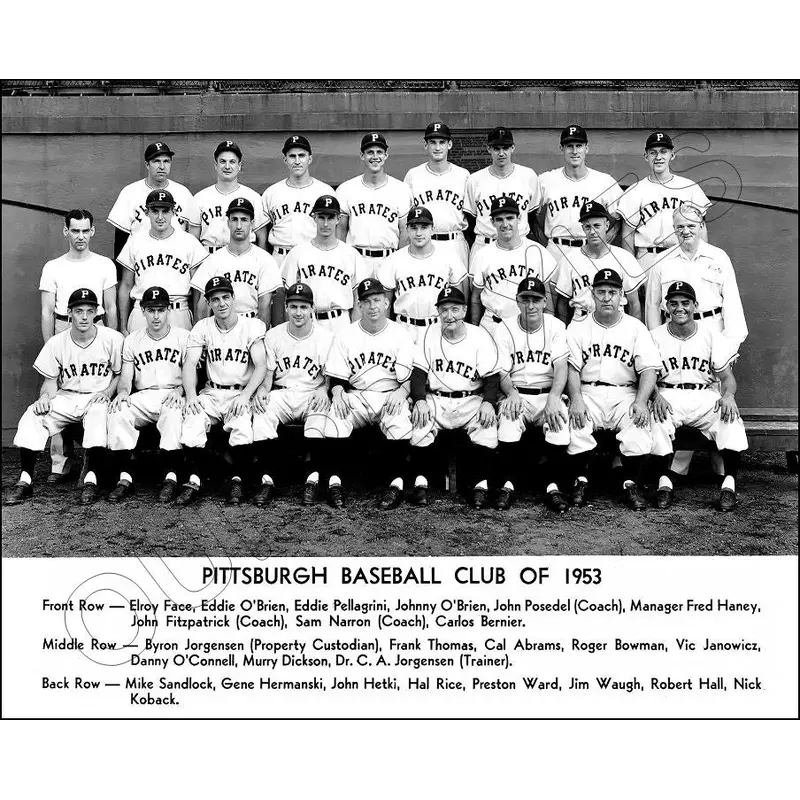 1953 Pittsburgh Pirates 8X10 Photo - Face Abrams O'Brien - 2171