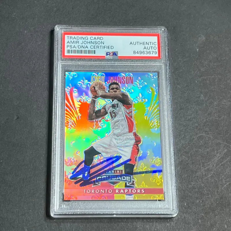 2013-14 Panini Crusade #184 Amir Johnson Signed Card AUTO PSA Slabbed Raptors