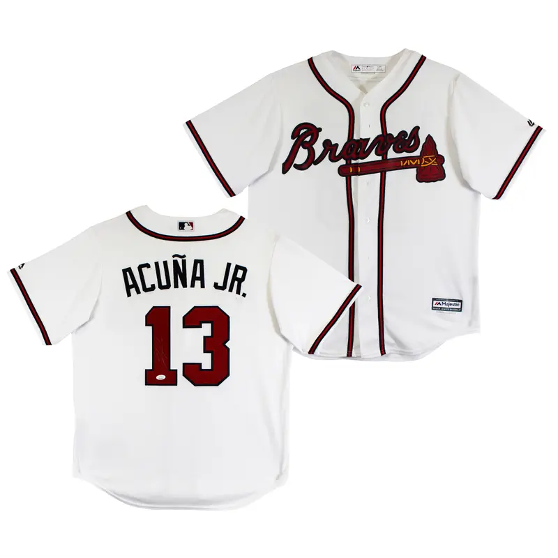 Braves Ronald Acuna Jr. Signed White Majestic Cool Base Jersey JSA W #WIT196166
