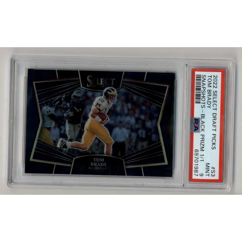 Tom Brady 2022 Select Draft Picks Snapshots #S3 Black Prizm 1/1 PSA 9 Mint