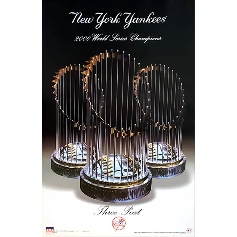 Yankees "Three-Peat" (World Series Champs 1998-2000) Commemorative Poster - Starline Inc.