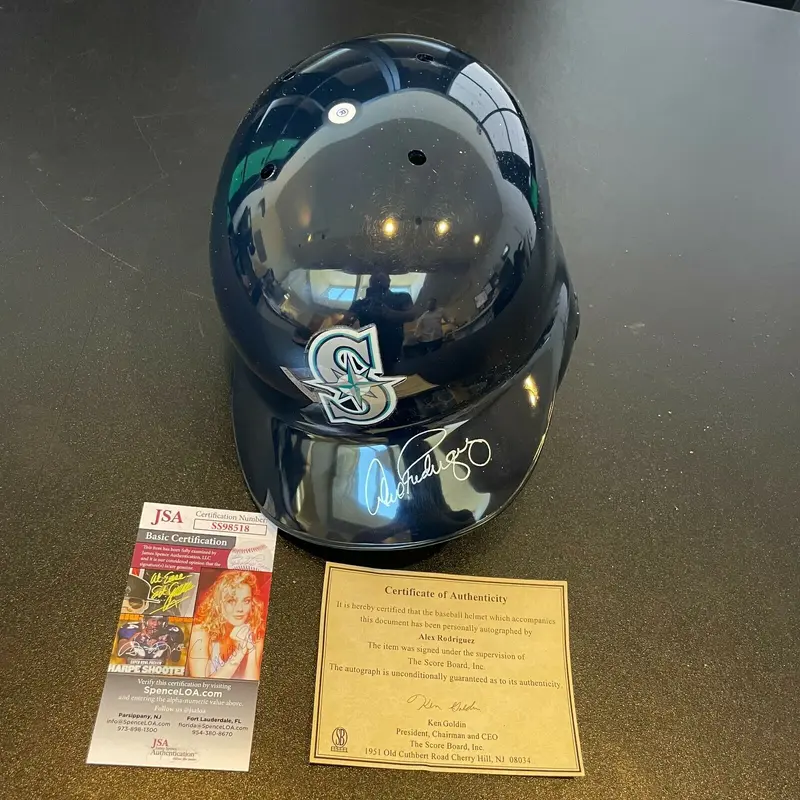 Alex Rodriguez Rookie Era Signed Seattle Mariners Game Model Helmet JSA COA