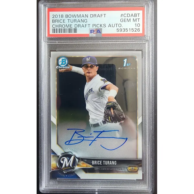 Brice Turang 2018 Bowman Chrome Draft Auto PSA 10 Gem Mint