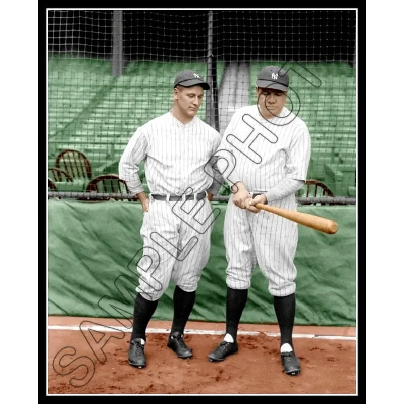 Babe Ruth Lou Gehrig Colorized 8X10 Photo - New York Yankees - 1789