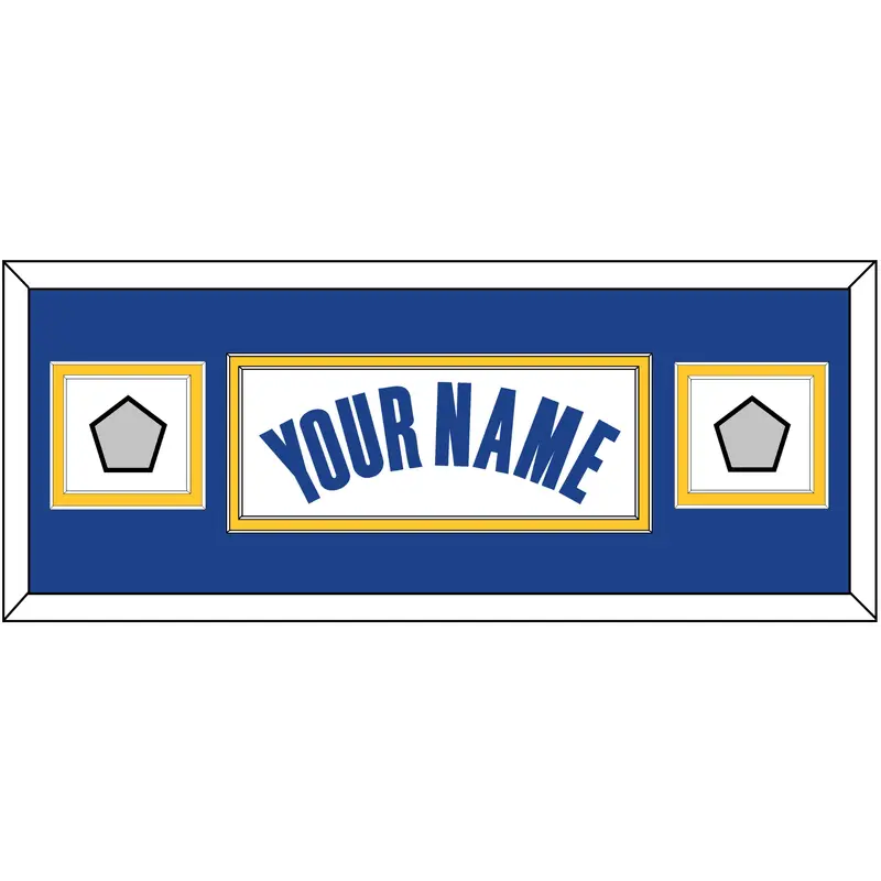 Golden State Name & 2 Finals Patches - White Association - Double Mat 4