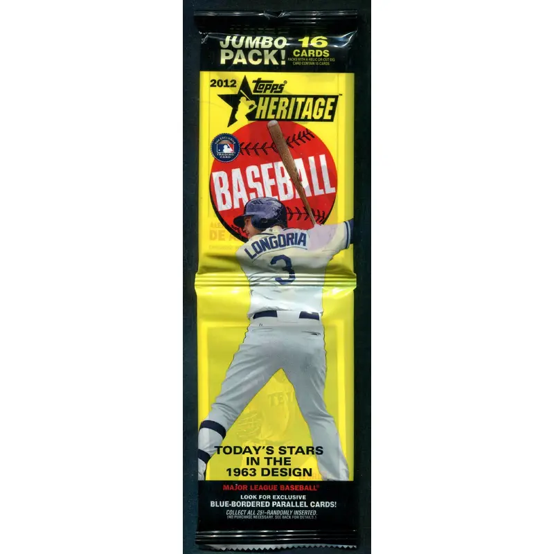 2012 Topps Heritage Baseball Unopened Jumbo Hanger Pack (16)