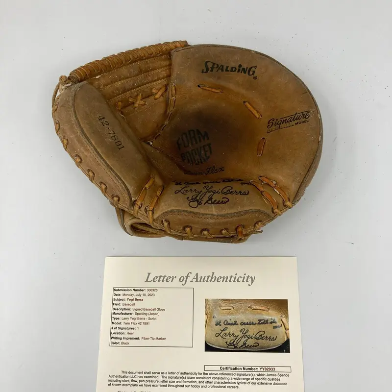 Yogi Berra It Ain't Over Till It's Over  Signed 1950's Catcher's Mitt Glove JSA