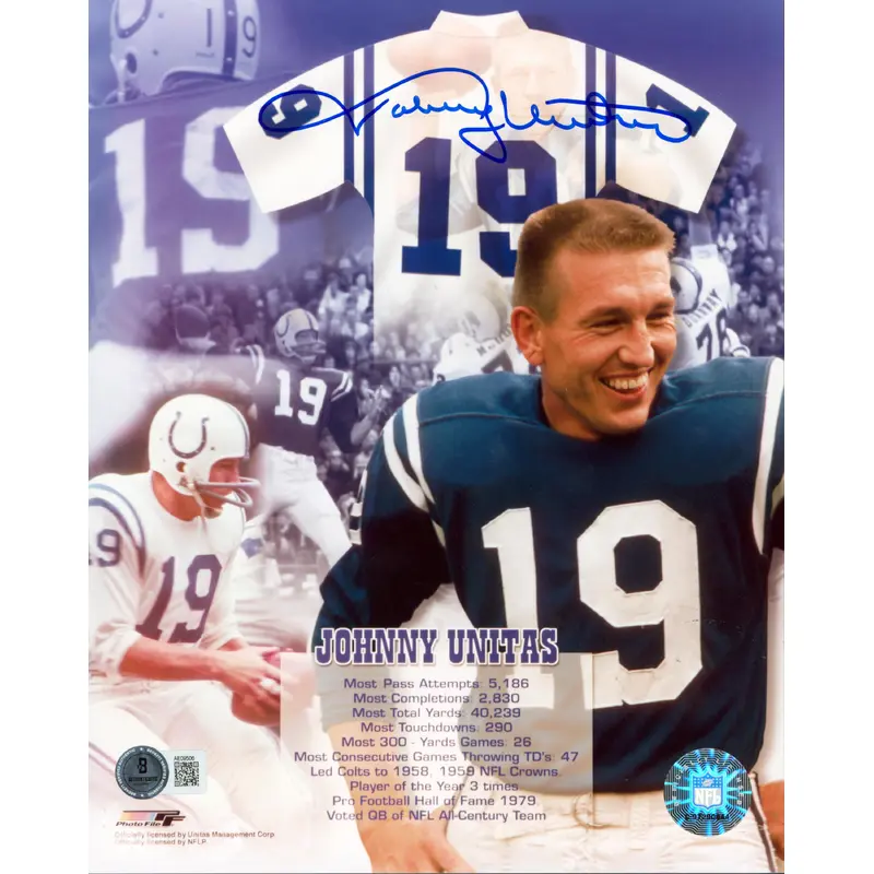 Colts Johnny Unitas Authentic Signed 8x10 Photo Autographed BAS #AE09506