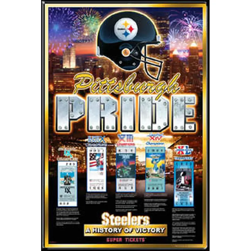 Pittsburgh Steelers "History of Victory" First 5 Super Bowl Championships Poster - A.I.