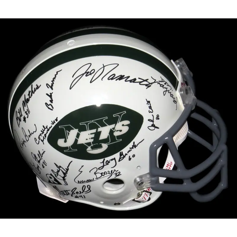 1968 New York Jets Super Bowl Champs Team Signed Full Size Helmet Steiner COA