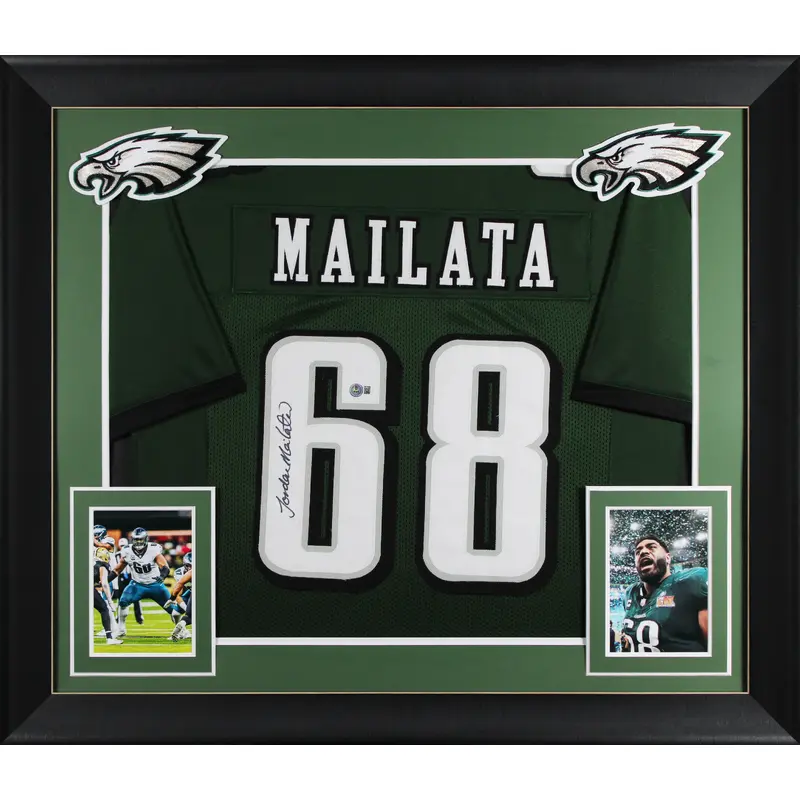 Jordan Mailata Authentic Signed Green Pro Style Framed Jersey BAS Witnessed