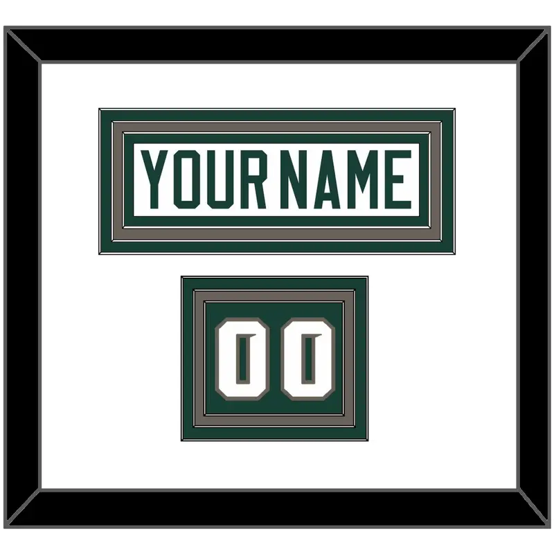 Michigan State Hockey Nameplate & Number (Shoulder) - Home White (2006-2007) - Triple Mat 1