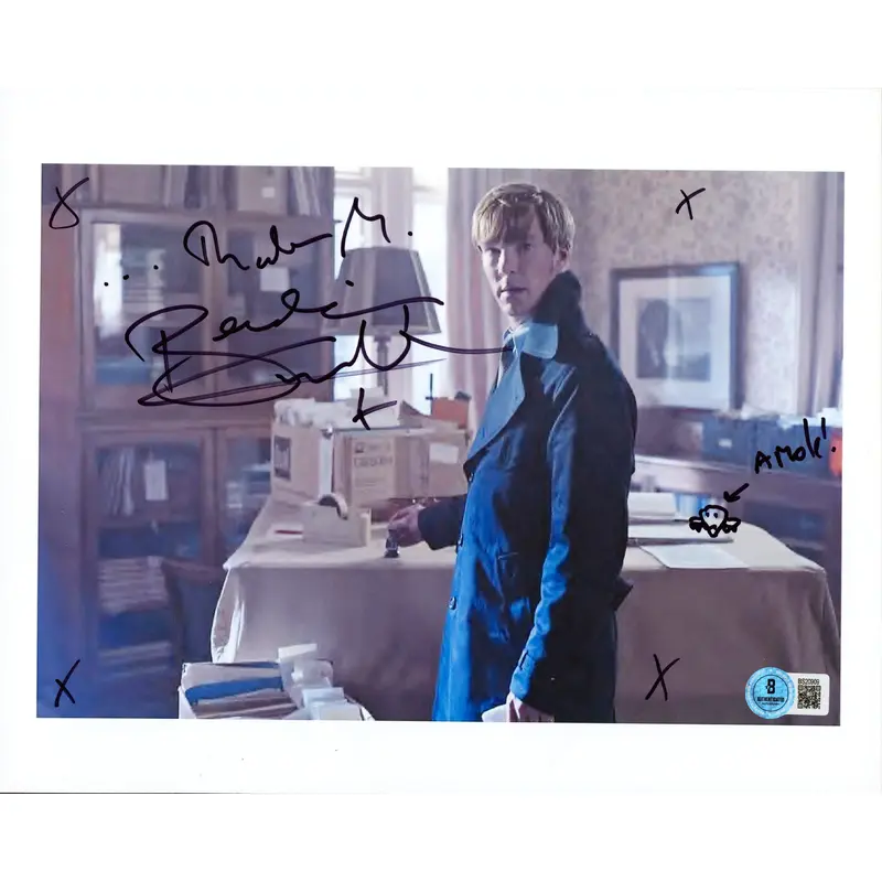 Benedict Cumberbatch Tinker Tailor "Thanks" Signed 8.5x11 Photo w/ sketch BAS