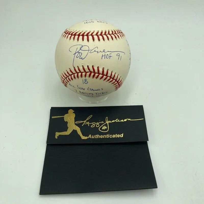 Rod Carew Signed Heavily Inscribed Career STAT Baseball Reggie Jackson COA