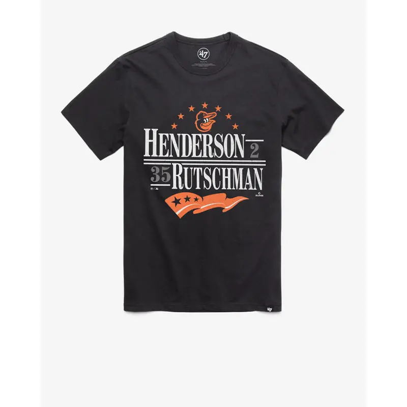 BALTIMORE ORIOLES HENDERSON RUTSCHMAN '47 FRANKLIN TEE