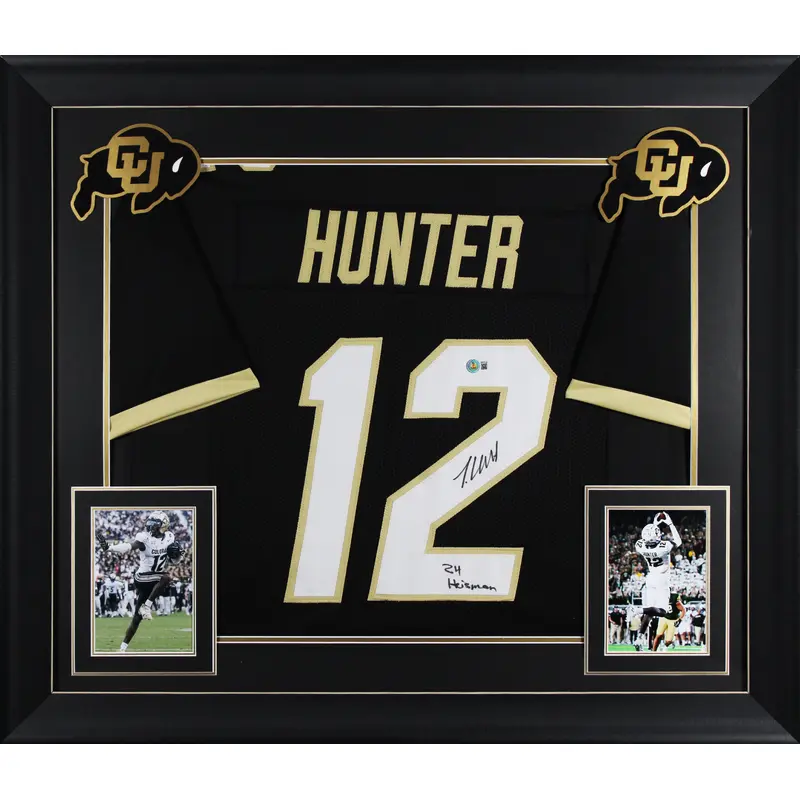 Colorado Travis Hunter "24 HT" Signed Black Pro Style Framed Jersey BAS Witness